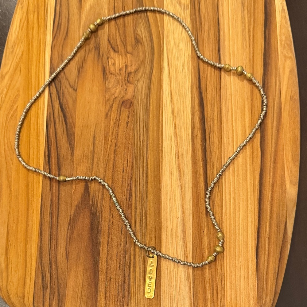 Gold and Silver Beaded Necklace with 'Loved' Pendant
